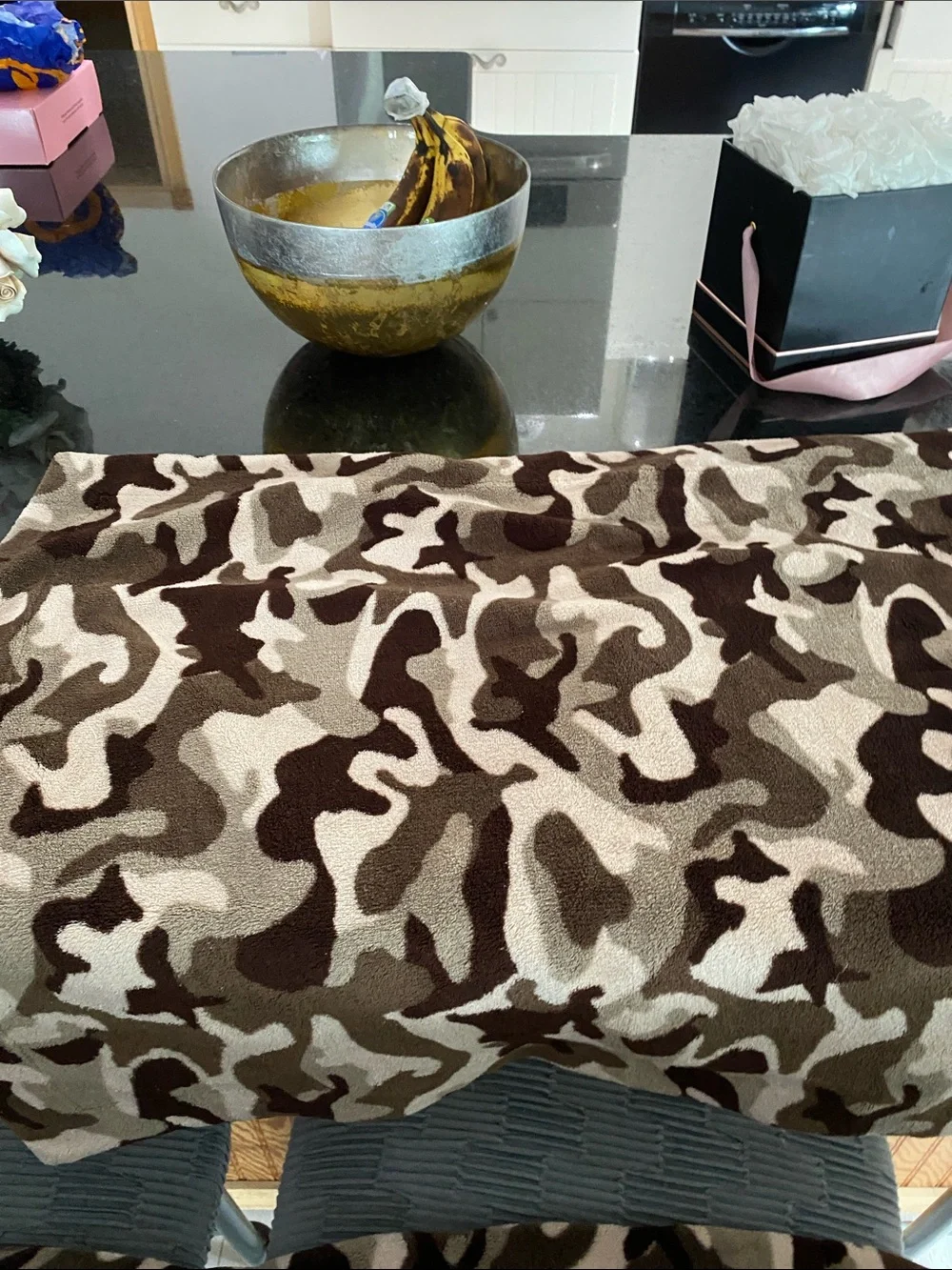 Berkshire Brown and Cream Camouflage Plush comforter  or Blanket with sham